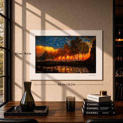 Piet Mondriaan Au lac avec des arbres Lithographie Arches 300gsm 42x59 cm