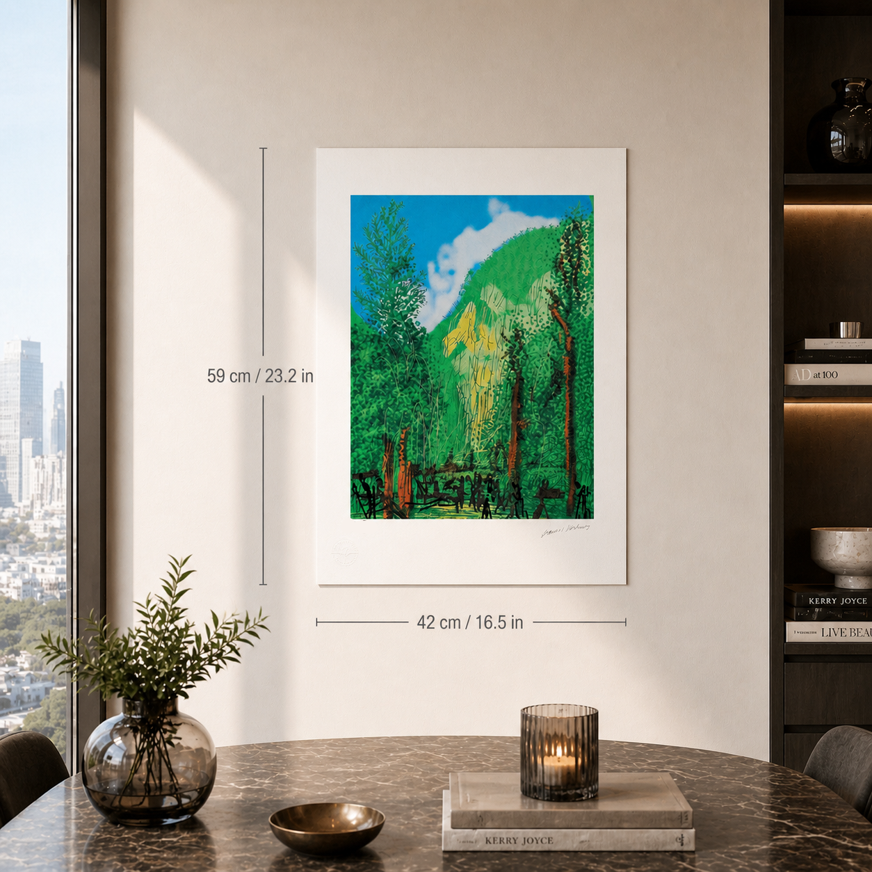 David Hockney Forêt avec 4 arbres Lithographie Arches 300gsm 42x59 cm
