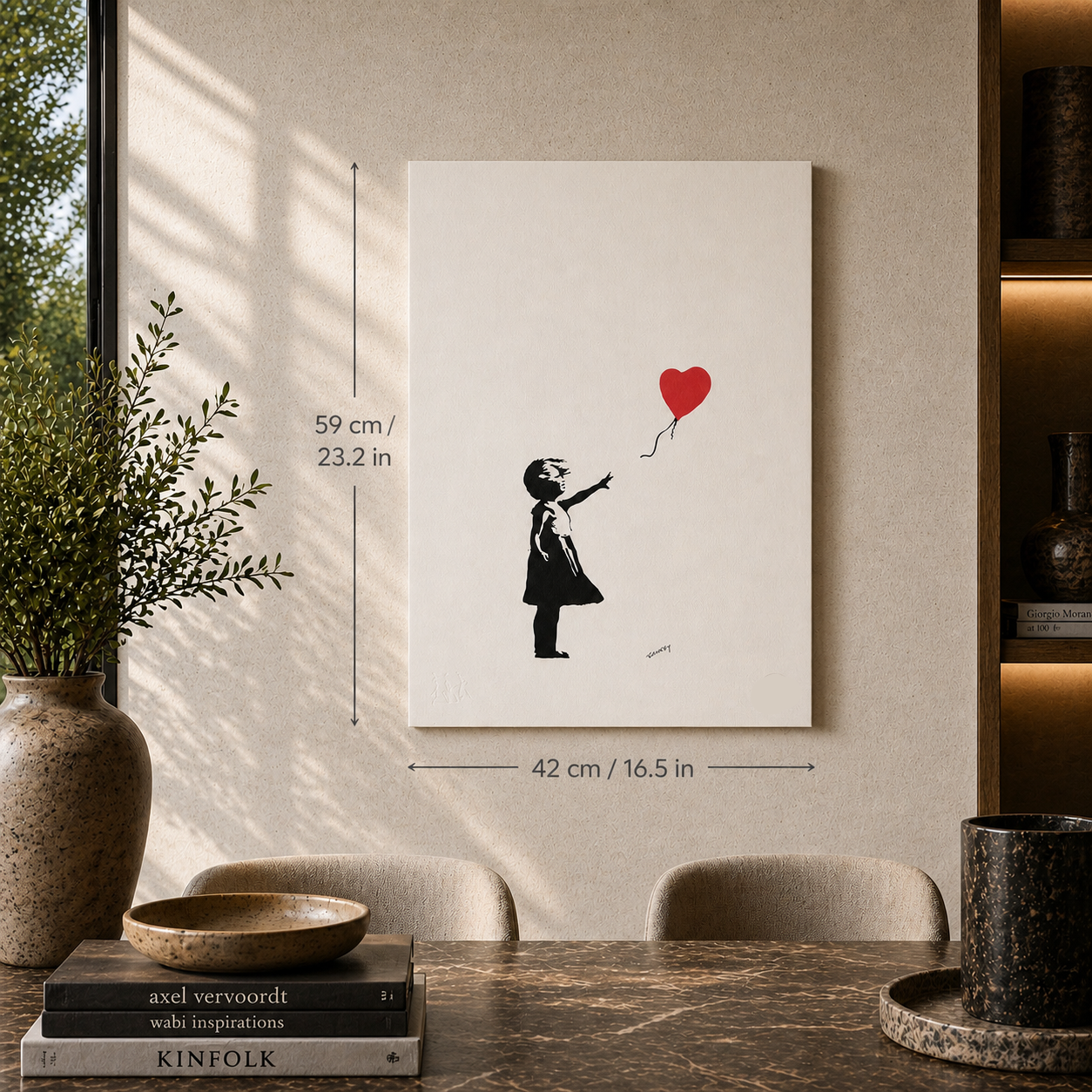 Banksy Fille avec le ballon (Rouge) Lithographie Arches 300 g/m² 42 x 59 cm