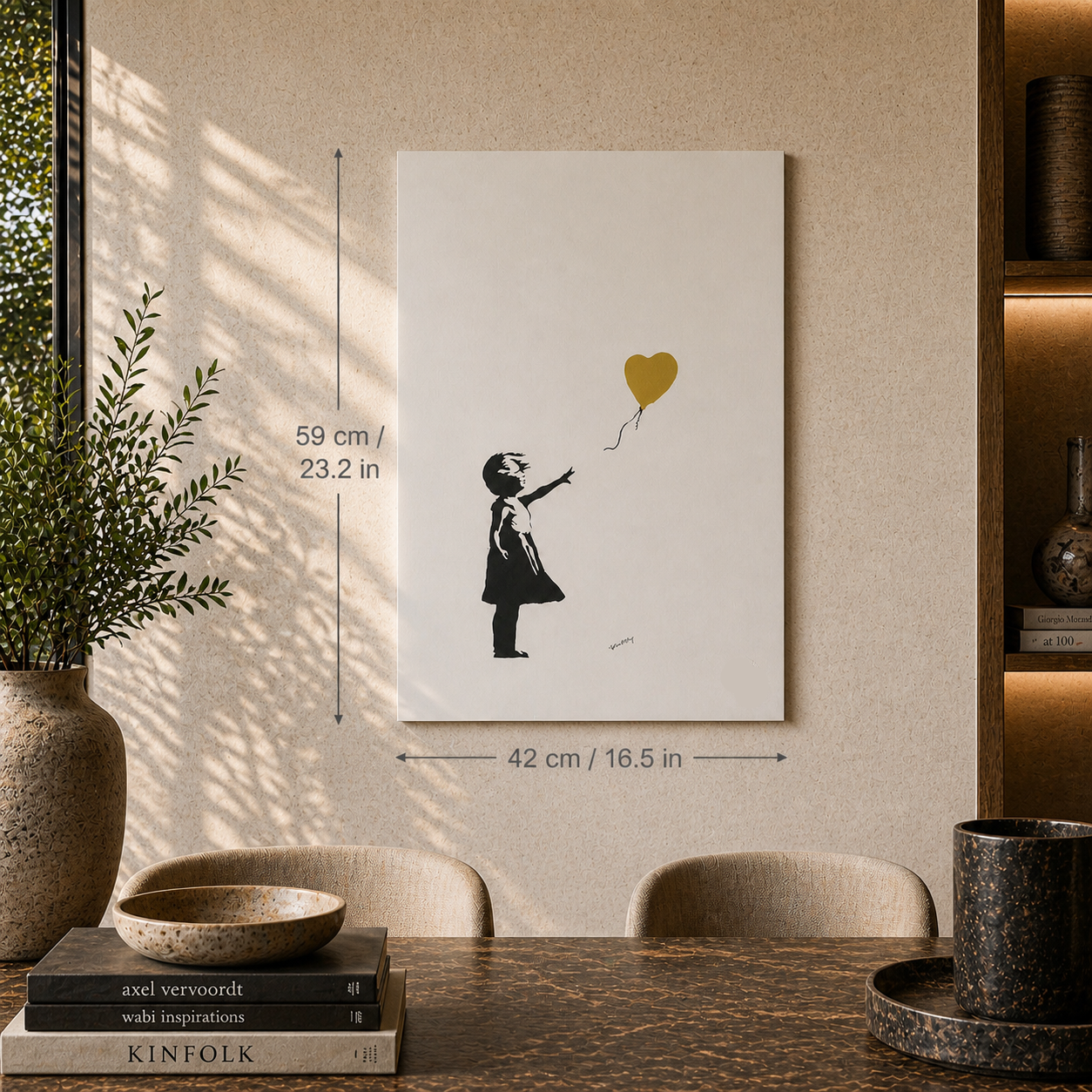 Banksy Fille avec le ballon (Or) Lithographie Arches 300 g/m² 42 x 59 cm