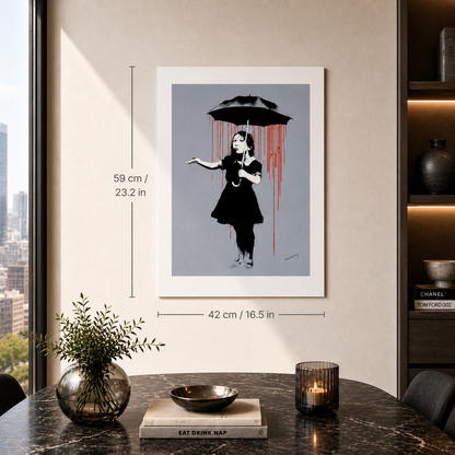 Banksy Fille avec Parapluie (Lola) Lithographie Arches 300 g/m² 42 x 59 cm