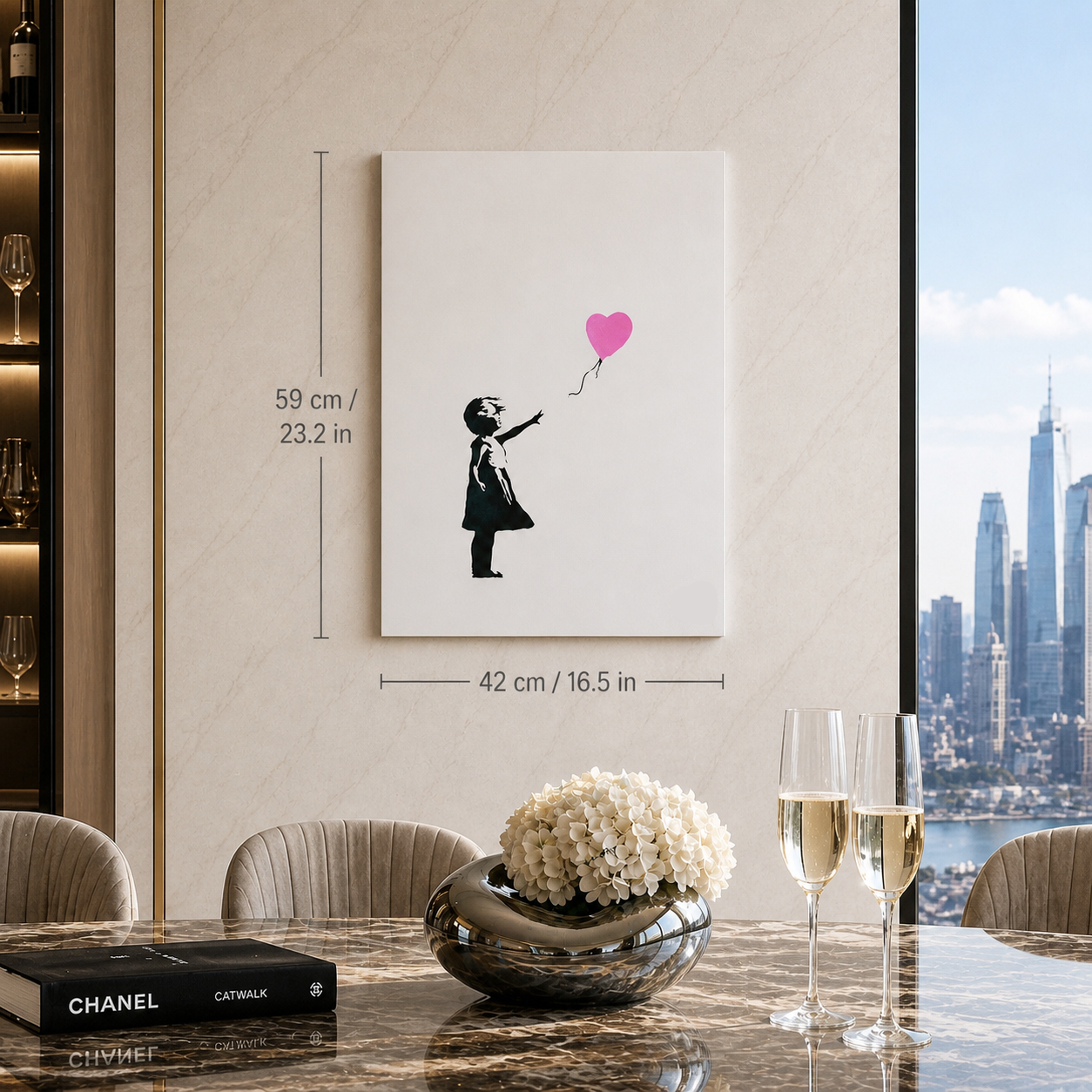 Banksy Fille avec le ballon (Rose) Lithographie Arches 300 g/m² 42 x 59 cm