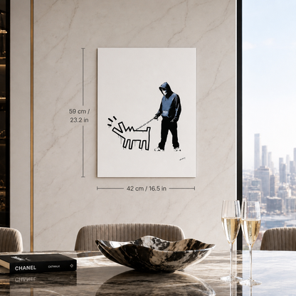 Banksy Barking Dog (Blanc) Lithographie Arches 300 g/m² 42 x 59 cm