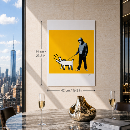 Banksy Barking Dog (Ocre Jaune) Lithographie Arches 300gsm 42x59 cm