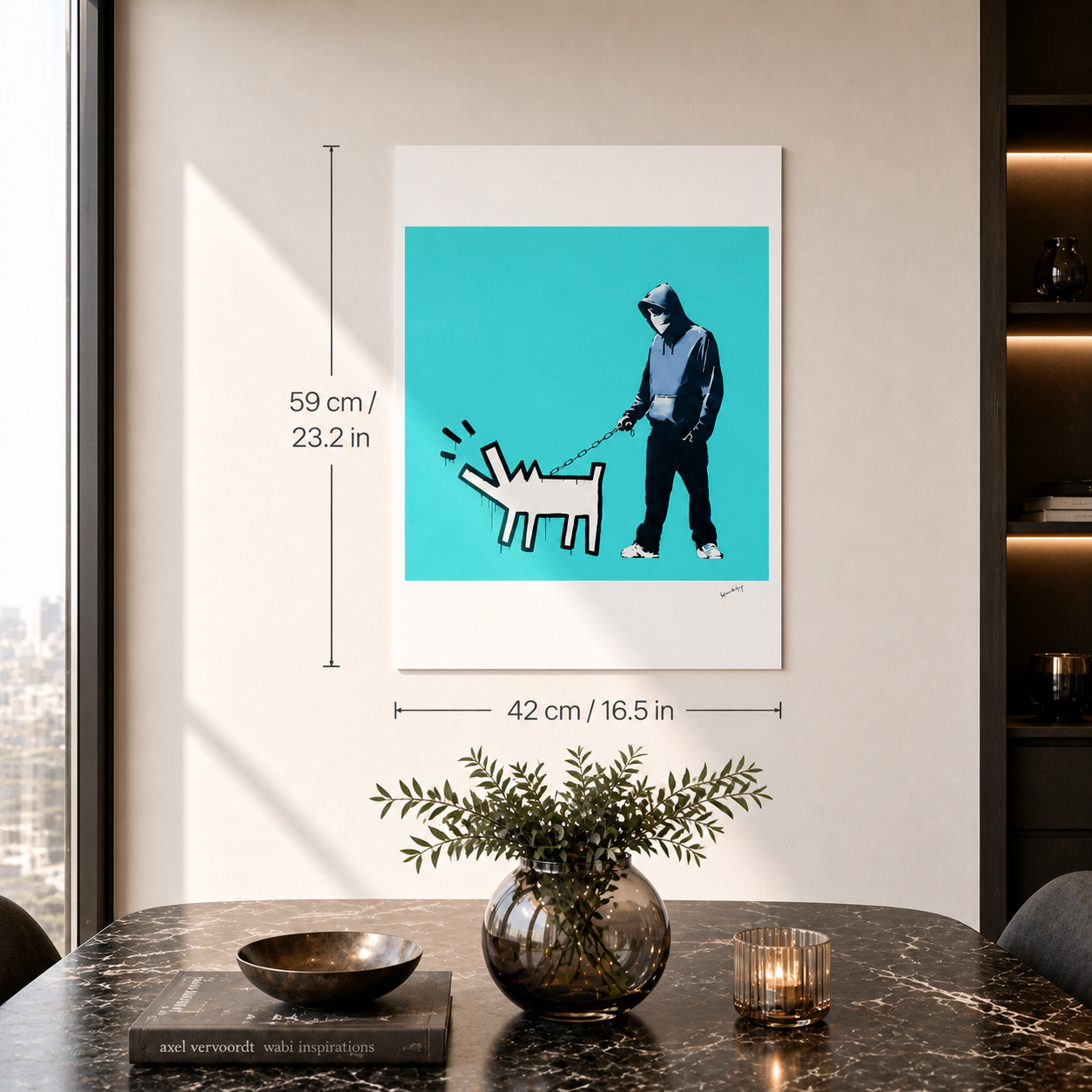 Banksy Barking Dog (Turquoise) Lithographie Arches 300 g/m² 42 x 59 cm