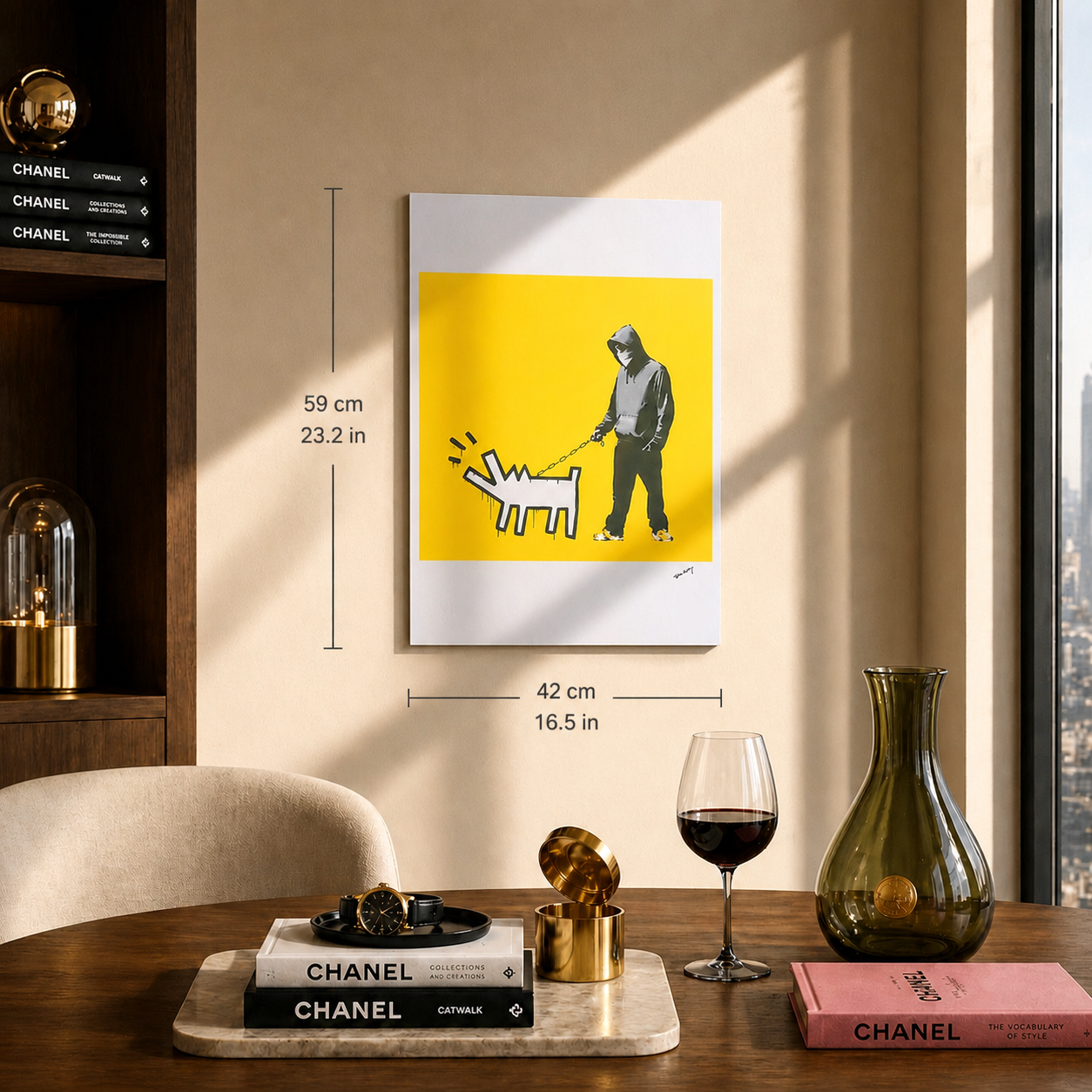 Banksy Barking Dog (Jaune) Lithographie Arches 300 g/m² 42 x 59 cm