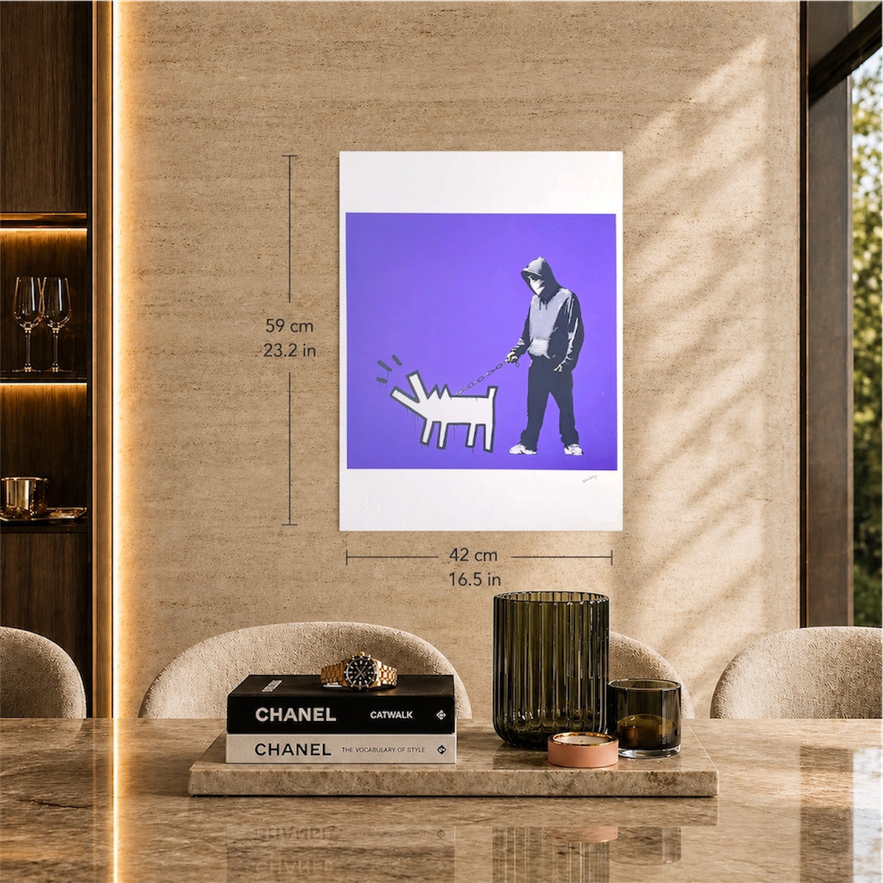 Banksy Barking Dog (violet) Lithographie Arches 300gsm 42x59 cm