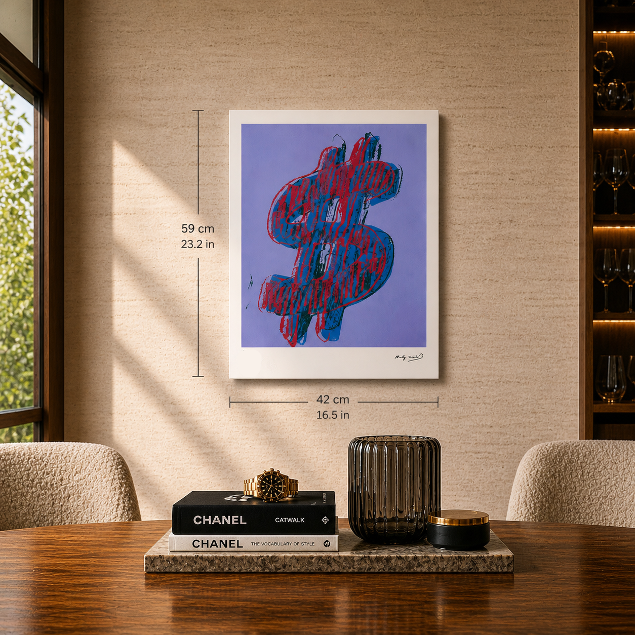 Andy Warhol Dollar (Bleu) Lithographie Arches 300gsm 42x59 cm