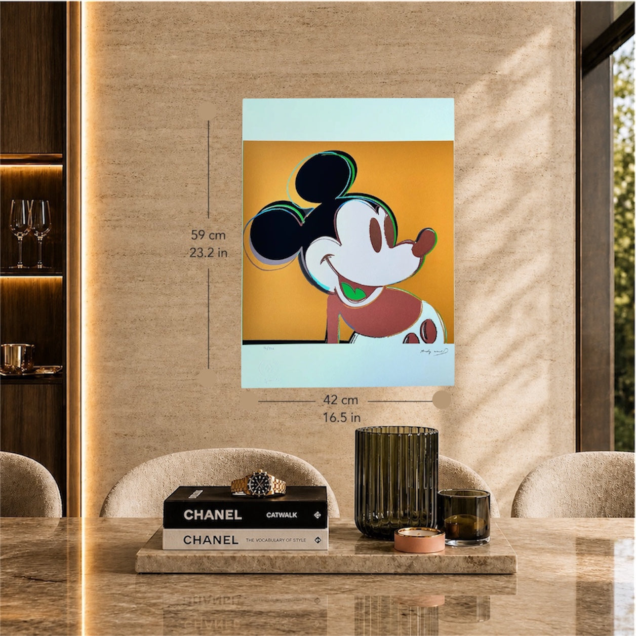 Andy Warhol Mickey Mouse (Jaune foncé) Lithographie Arches 300 g/m² 42 x 59 cm