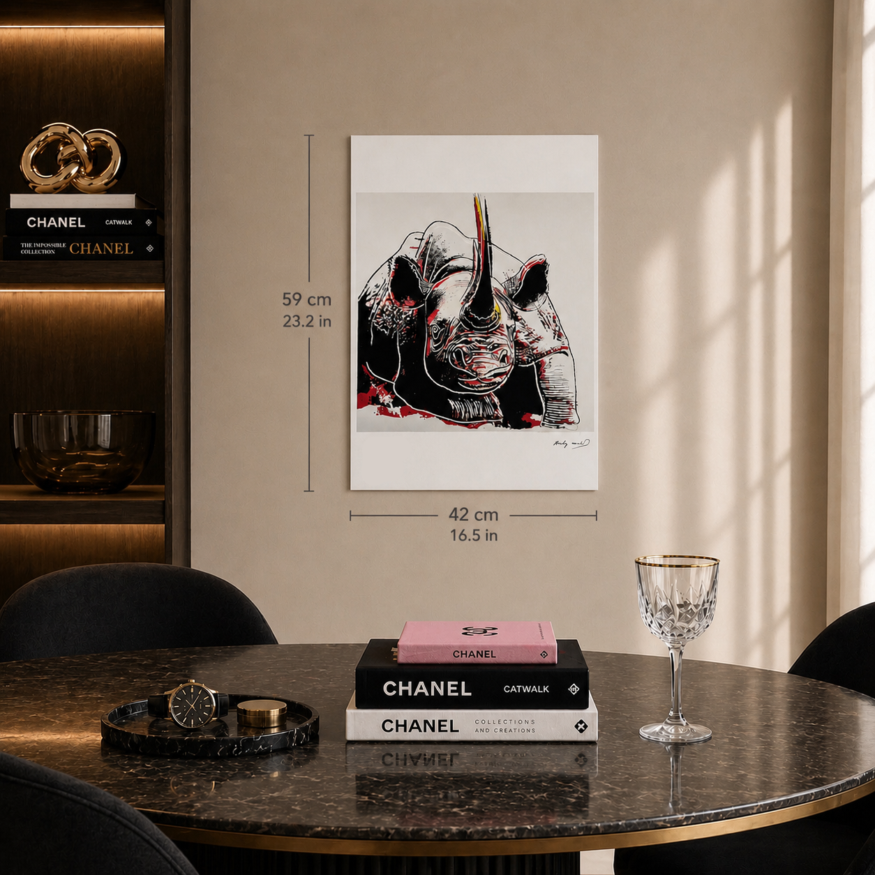Andy Warhol Rhino (Animaux) Lithographie Arches 300gsm 42x59 cm