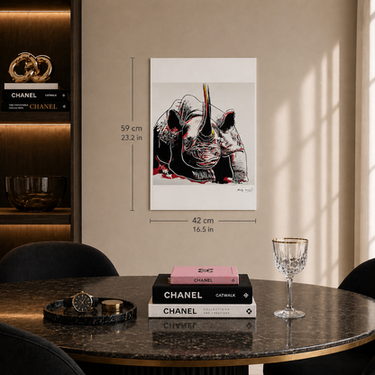 Andy Warhol Rhino (Animaux) Lithographie Arches 300gsm 42x59 cm