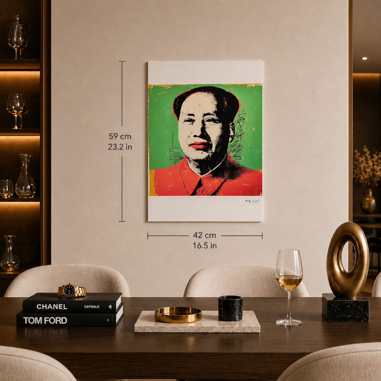 Andy Warhol Mao (Vert & Rouge Classique) Lithographie Arches 300gsm 42x59 cm