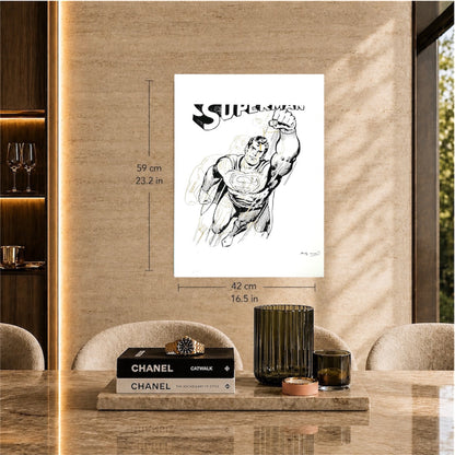 Andy Warhol Superman (Blanc) Lithographie Arches 300gsm 42x59 cm