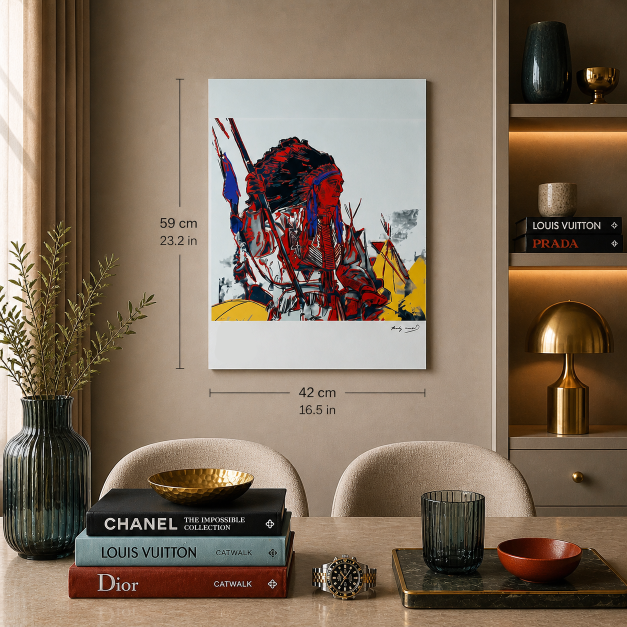 Andy Warhol War Bonnet Indien Lithographie Arches 300gsm 42x59 cm