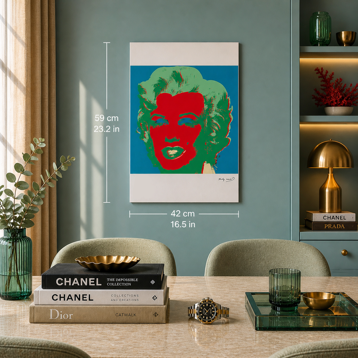 Andy Warhol Marilyn Monroe (Vert & Rose) Lithographie Arches 300gsm 42x59 cm