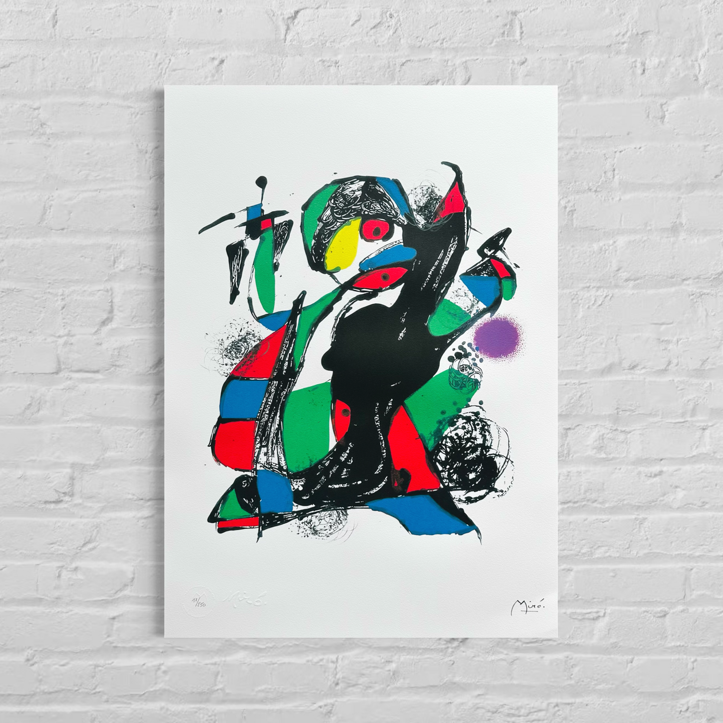 Composition contrastée Joan Miró Lithographie Arches 300gsm 42x59 cm