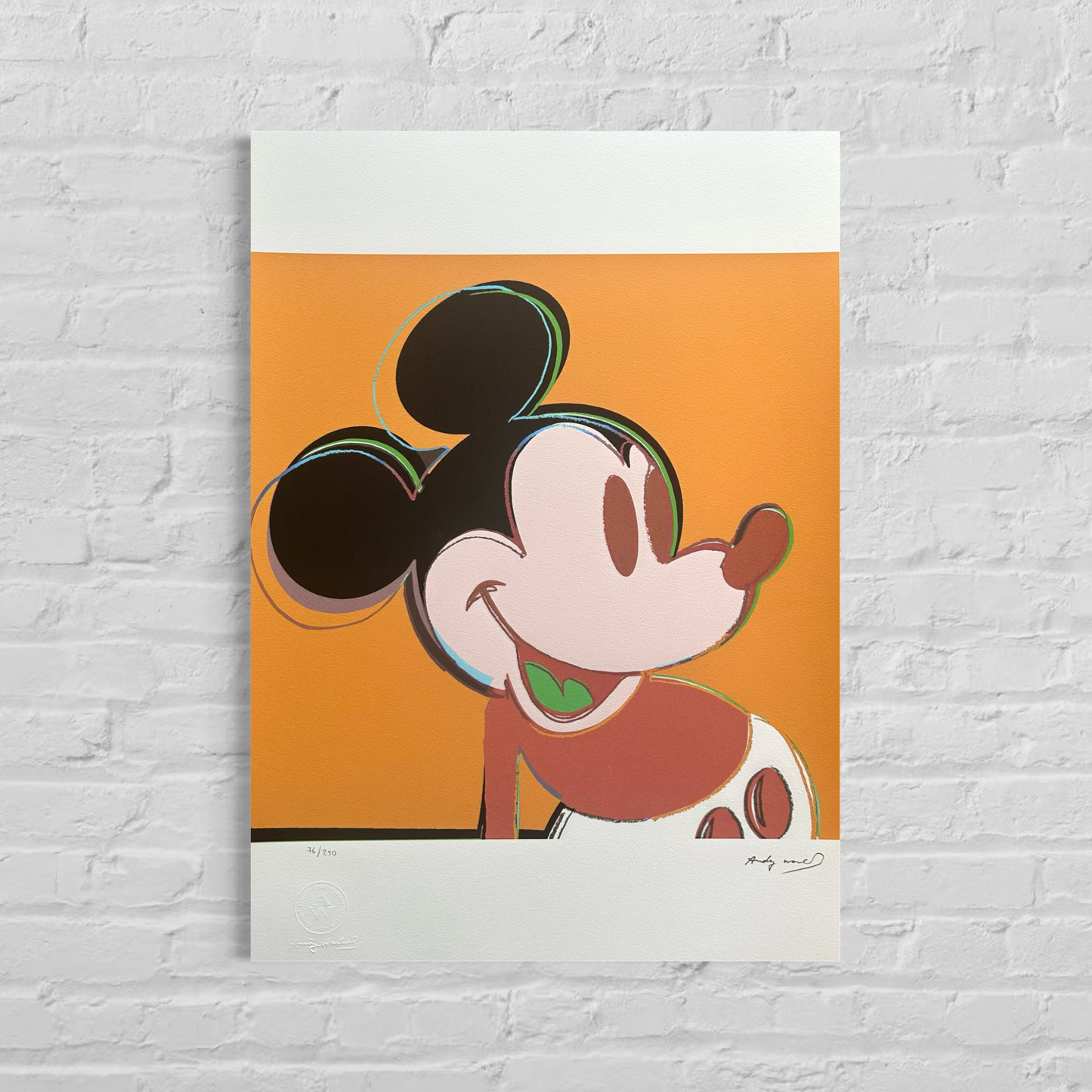 Andy Warhol Mickey Mouse (Jaune foncé) Lithographie Arches 300 g/m² 42 x 59 cm