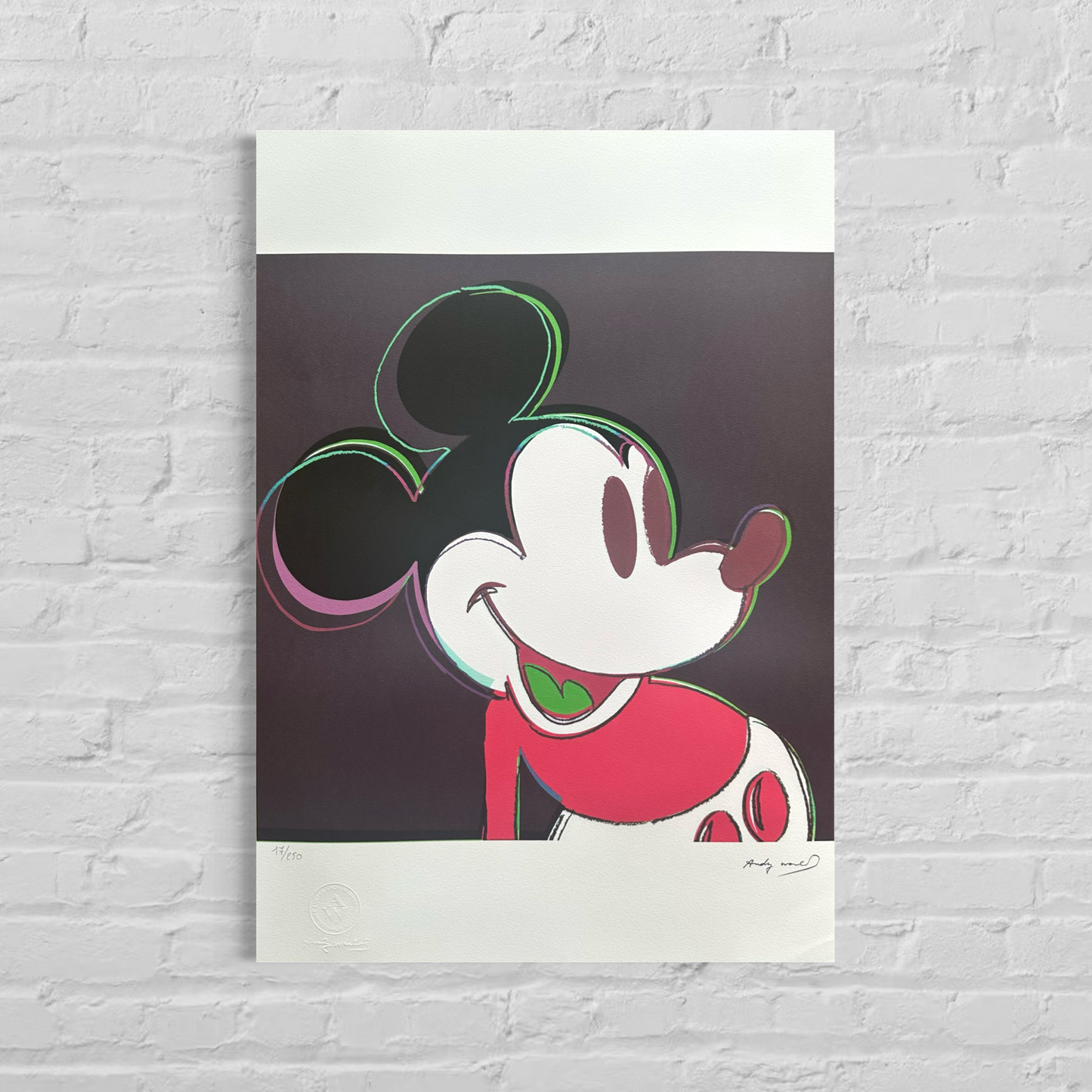 Andy Warhol Mickey Mouse (Noir-rouge) Lithographie Arches 300gsm 42x59 cm