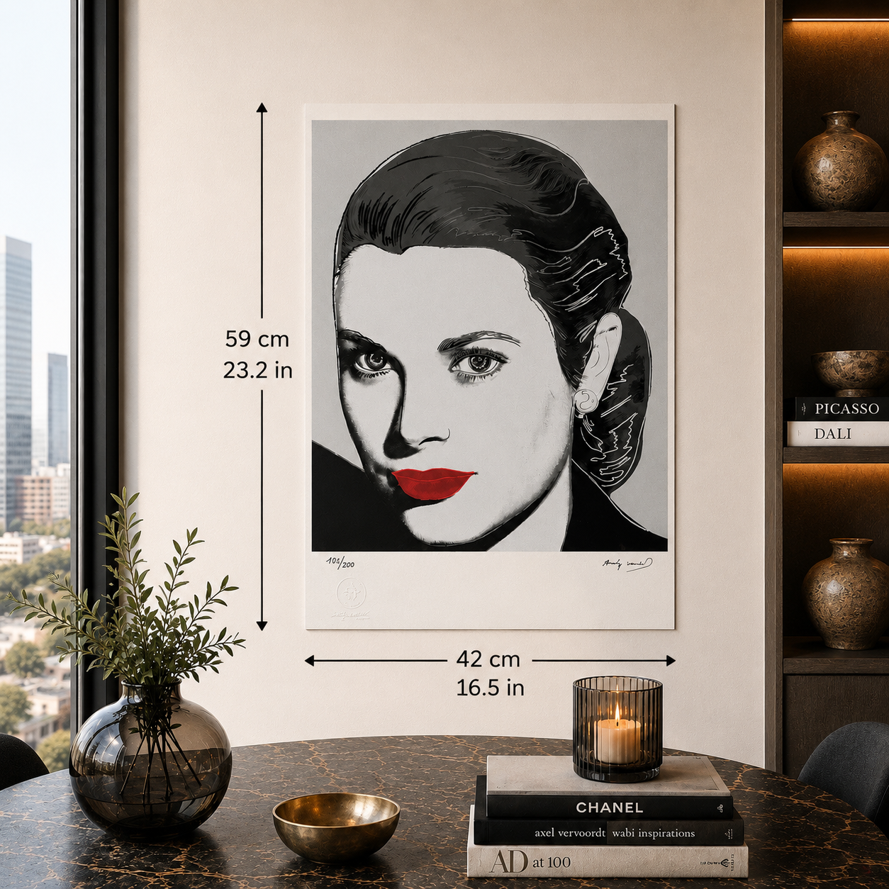Andy Warhol Grace Kelly (Noir et Blanc) Lithographie Arches 300gsm 42x59 cm
